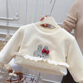 New autumn/winter girls' three-layer thickened sweatshirt - trendy base layer long sleeve top - kids' casual clothing