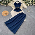Korean style commute-friendly sleeveless vest a-line skirt two-piece set for women, spring 2026, slim fit, high-waisted outfit