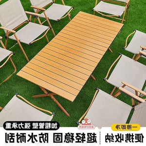 Camping table outdoor multi-functional foldable camping table and chair suit stall table portable plaid camping chair no