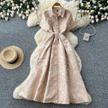 Elegant and chic notch lapel short sleeve dress - women's summer korean style, slimming a-line, office-ready, and perfect for special occasions