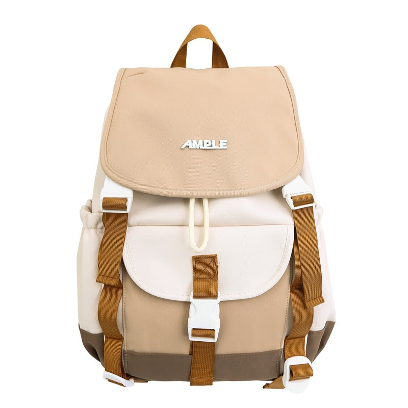 New college style cute girl backpack casual large capacity backpack fashion contrasting color middle school student schoolbag backpack