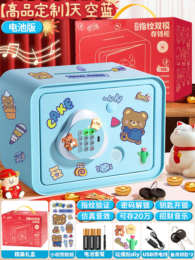Piggy Bank 2024 New Children's Girls Only Can't Get In Safe Cabinet Boys Large Capacity Password Box Savings