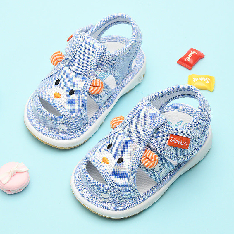 Baby boys' sandals summer baby girls' shoes 0-1-2-3 years old infant soft sole prewalker shoes squeaky shoes cloth shoes
