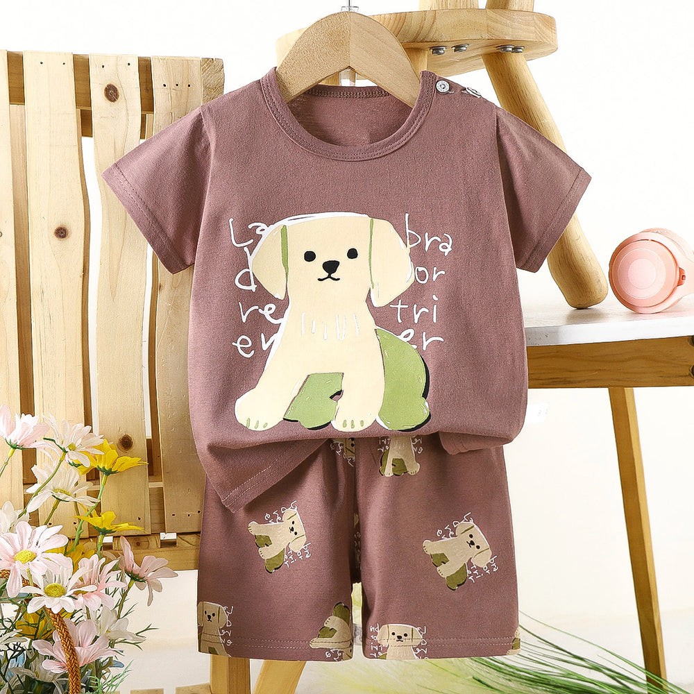 Kids' short-sleeve set: 100% cotton boys' t-shirt & baby summer outfit - girls' shorts, infant clothing, wholesale summer apparel