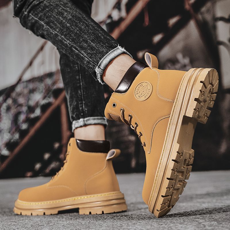 Men's martin boots - spring edition: durable, waterproof, and slip-resistant work boots for construction, construction sites, and outdoor activities. ideal for spring