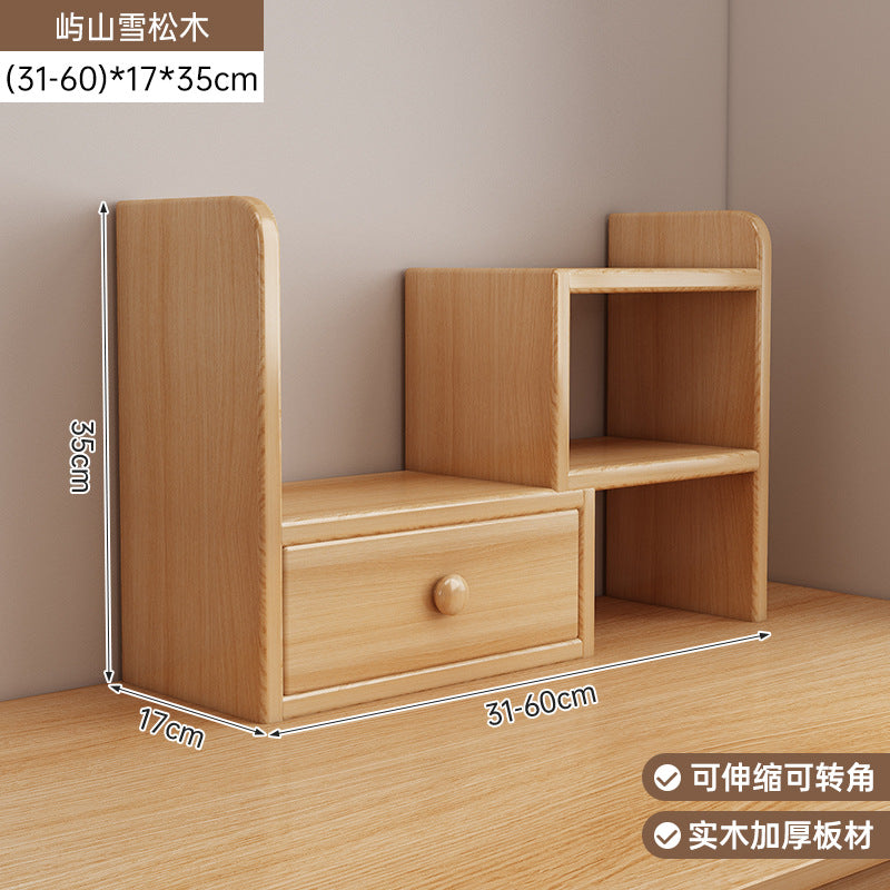 Solid wood core desktop bookshelf dormitory desktop storage office station storage simple corner multi-layer telescopic bookcase
