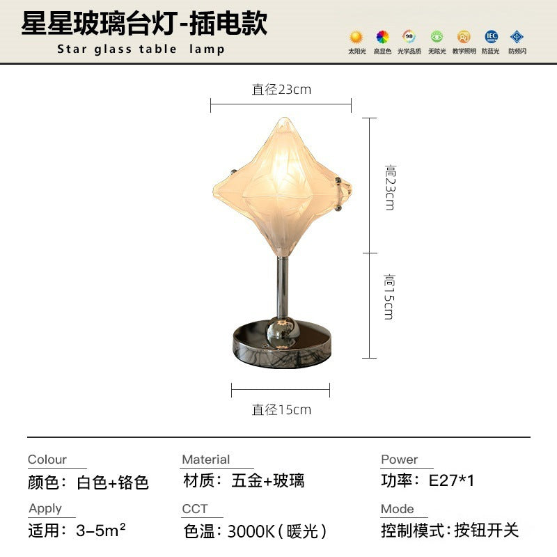 Rechargeable star table lamp bauhaus retro glass atmosphere bedside lamp bedroom gift desk decoration night light