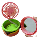 Creative burger mini fan with storage and makeup mirror, usb rechargeable, 3-speed adjustable, multifunctional desktop fan