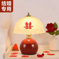 Cream style pair of wedding room red wedding dowry wedding celebration bride ceramic long-lasting lamp wedding bedroom table lamp