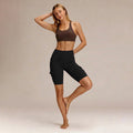 Amazon five-point brushed tight yoga shorts for women, high waist, tummy control, fitness pants, butt lift, running sports shorts for women
