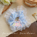 Hair tie women's classy style fashion cream white polka dot lace double layer large intestine hair rope tie hair durable headband