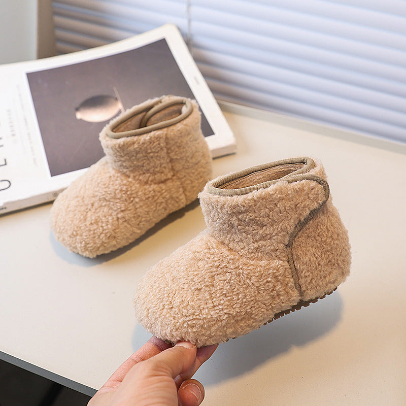 Girls' fashion snow boots - new autumn/winter korean style kids' fuzzy shoes - plush lined warm cotton shoes for little girls