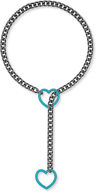 2024 new cross-border multi-color heart & o-ring adjustable punk cuban long necklace - couple's style