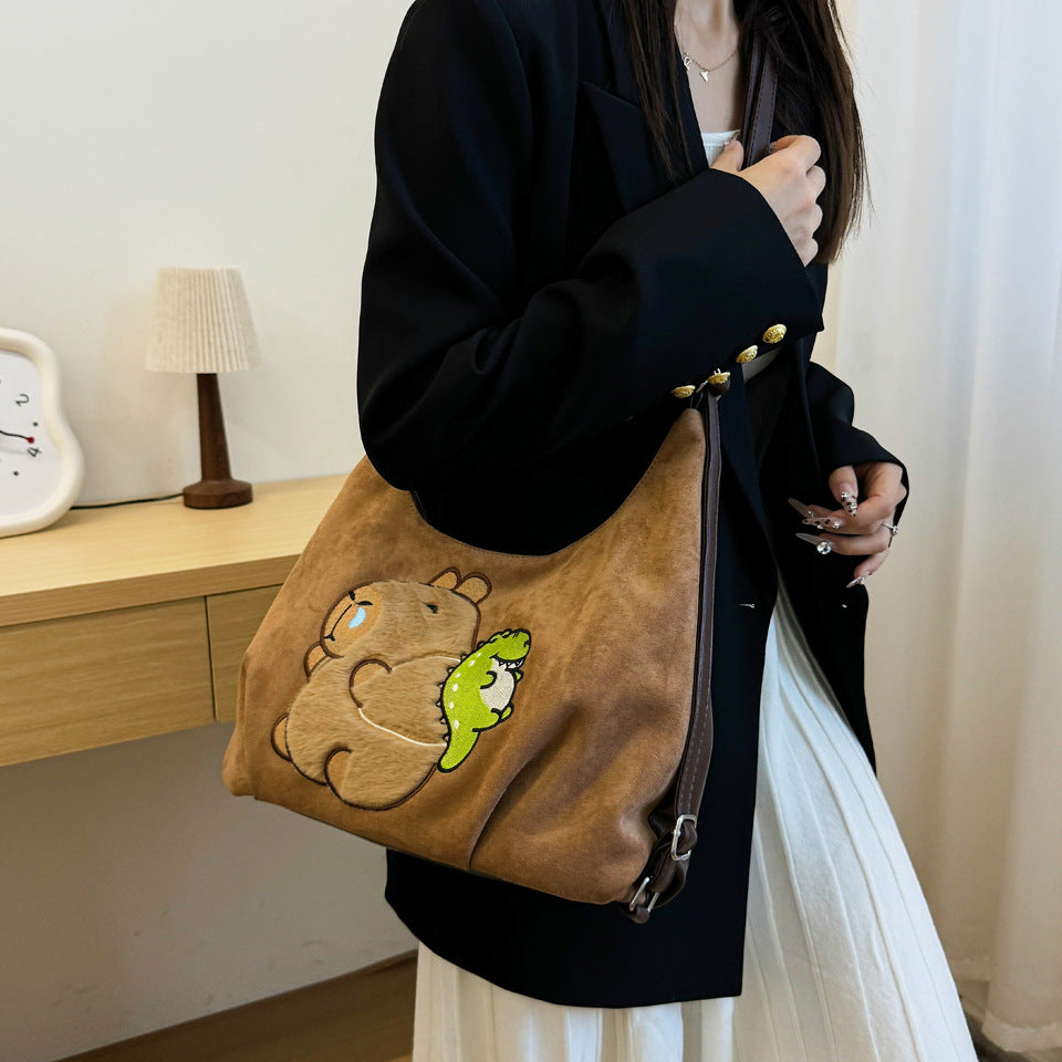 Cute girl tote bag 2024 autumn and winter new versatile commuter backpack cartoon fashion shoulder messenger bag