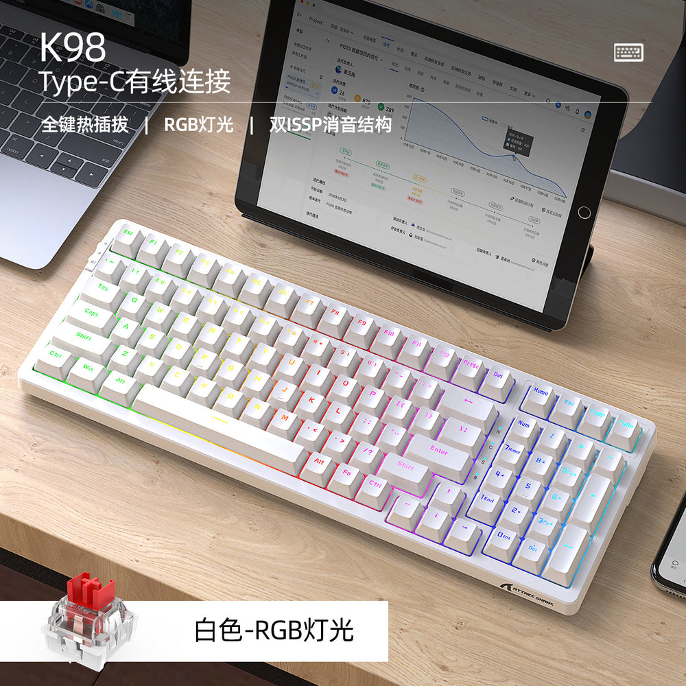 Attack shark k98rgb three-mode hot-swappable mechanical keyboard customized gaming bluetooth wireless keyboard