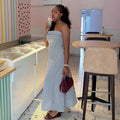 European and american cross-border women's clothing  summer new arrival: african-inspired bandeau striped slim-fit sleeveless maxi dress