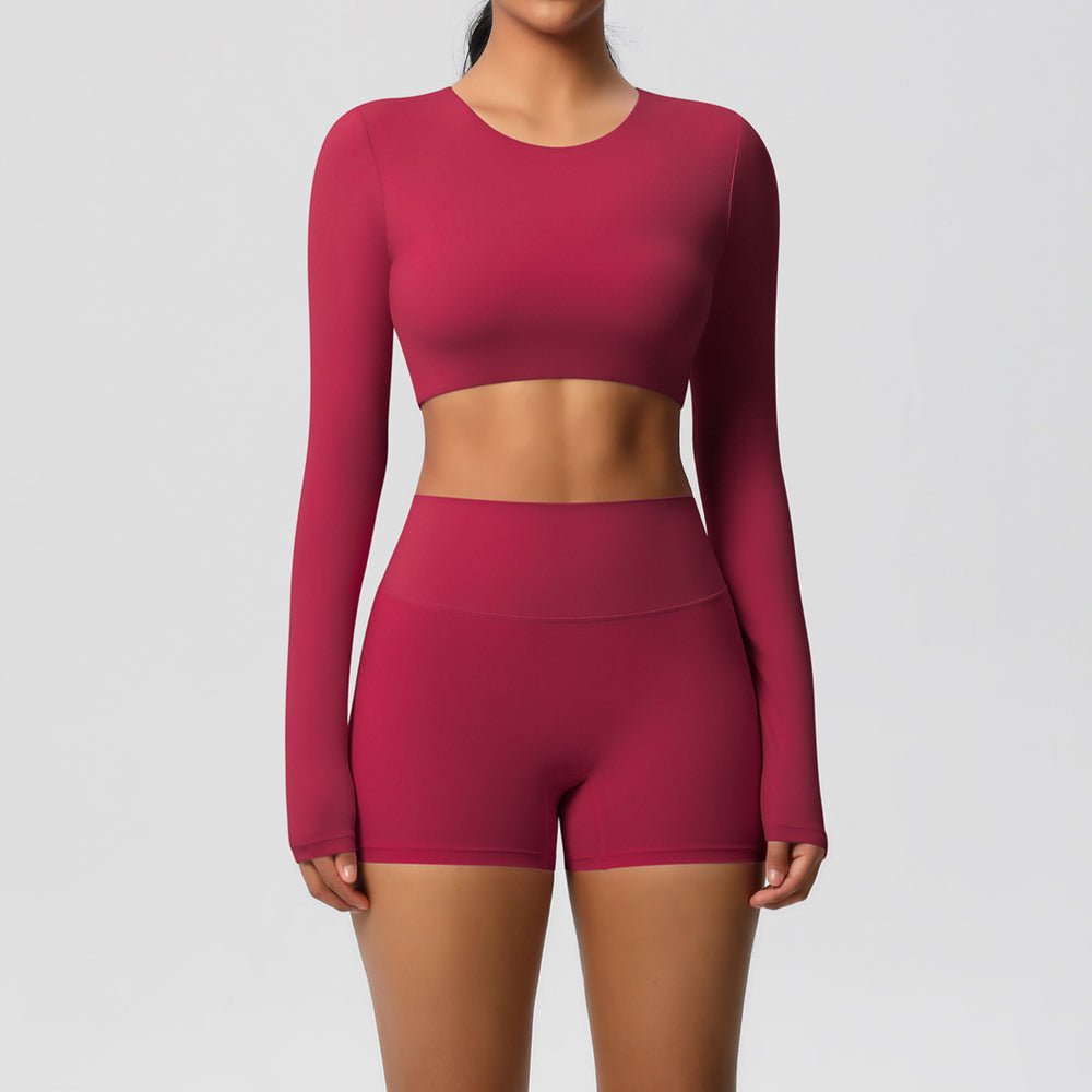New arrival: european and american style solid color double-sided brushed breathable compression yoga set - 8 piece activewear set for running and fitness