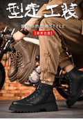 Men's martin boots: spring leather waterproof mid-cut athletic shoes, retro british style outdoor hiking work boots