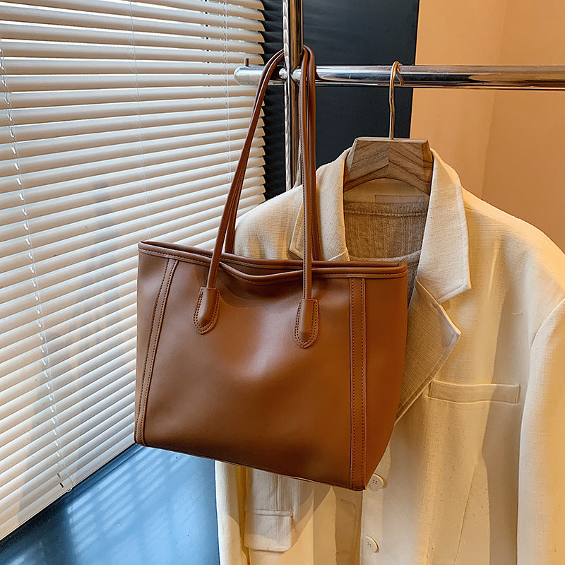 Classy texture work clothing tote bag k-styleelegant shoulder underarm bag large capacity trendynew arrivalsatchel bag for women
