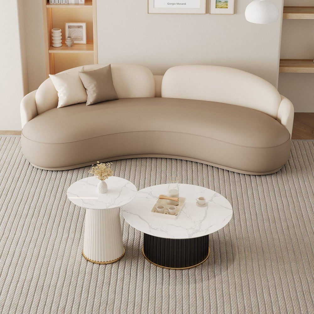 Retro small apartment leather curved sofa popular sales office negotiation accessible luxury technology cloth clothing store reception sofa
