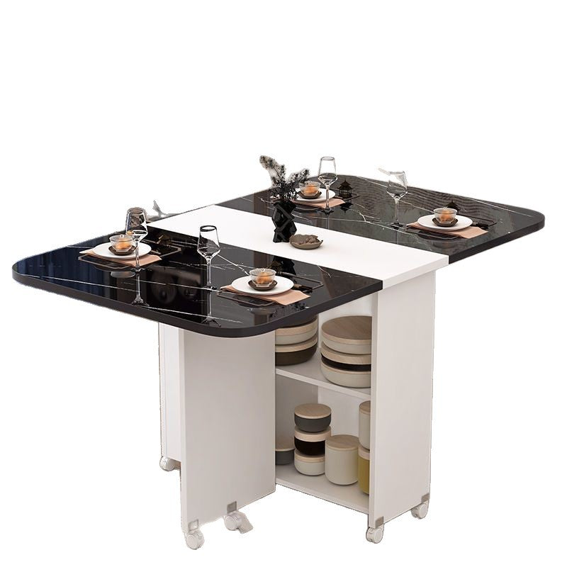 For homefoldable dining table small apartment movable wheeled rectangular ultra-thin multifunctional dining room dormitory dining table