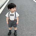 Boys' summer outfit  new style: children's overalls, performance costume, preppy style, baby's first birthday dress, two-piece summer set