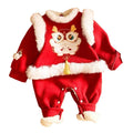 Newborn baby winter fleece-lined warm romper - unisex, festive first birthday & full month celebration, thickened crawling suit, trendy onesie