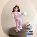 Girls' fall outfit set : new stylish and trendy children's clothing - heart print top and pants two-piece set