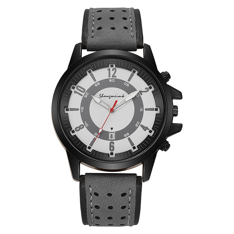Shangmei aliexpress sports men's quartz fashion belt military watch student calendar watch one piece dropshipping white face black