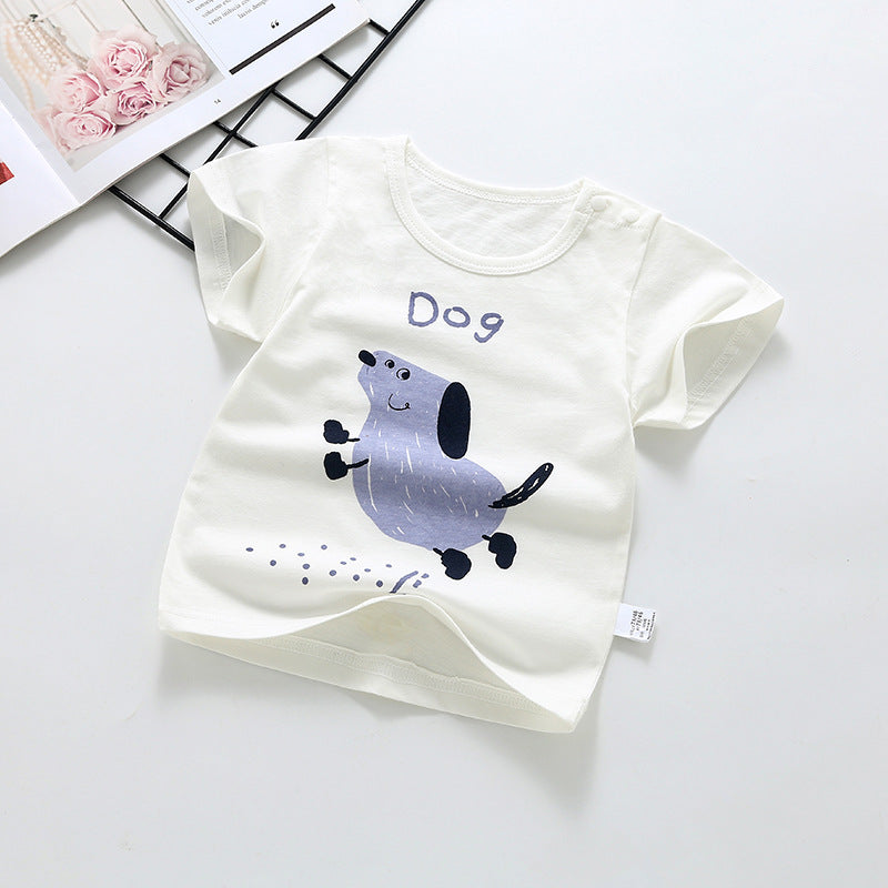 Wholesale baby short-sleeve t-shirts: 100% cotton crew neck printed tops for boys and girls - summer a-grade base layers