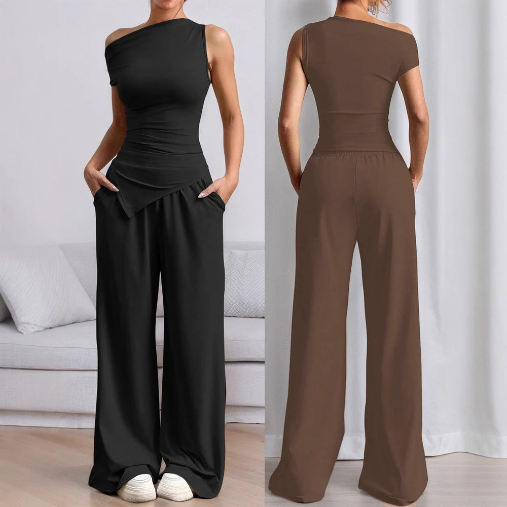 European and american cross-border shein summer women's solid color sleeveless tank top and pants fashion set - sexy casual two-piece outfit