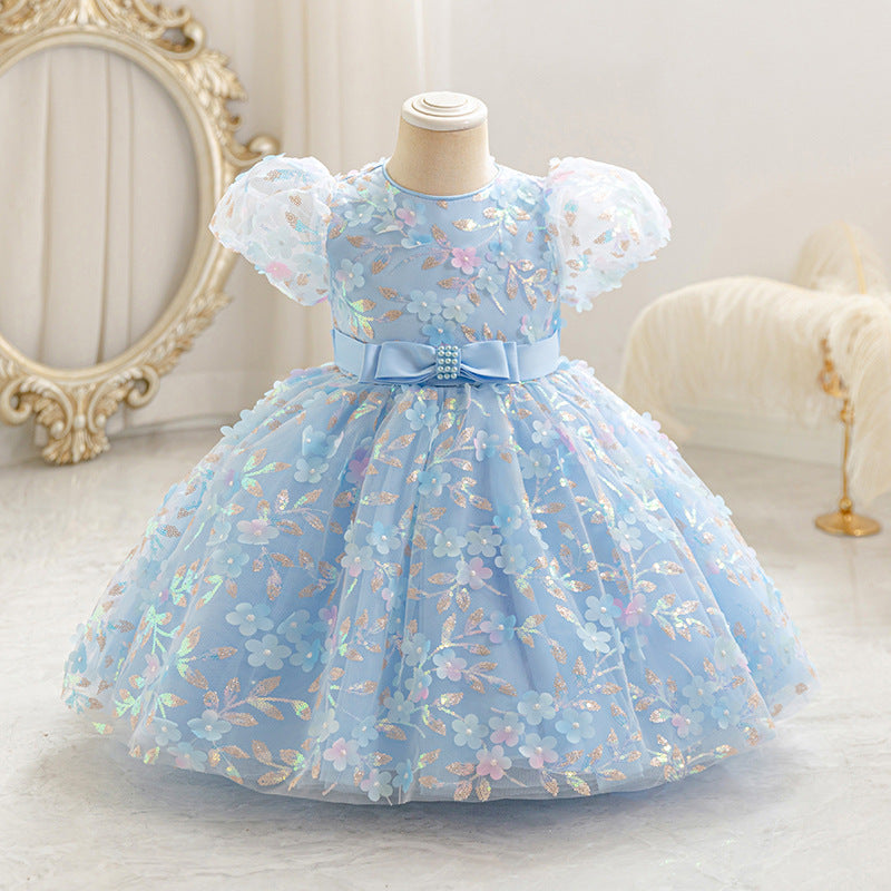 Baby birthday princess dress first birthday little girl butterfly embroidered mesh tutu dress children's formal wear in stock dropshipping