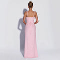 Stylishsequinpure colortube topdress women's springnew arrivalsleevelessfashionsling slit waist long skirt