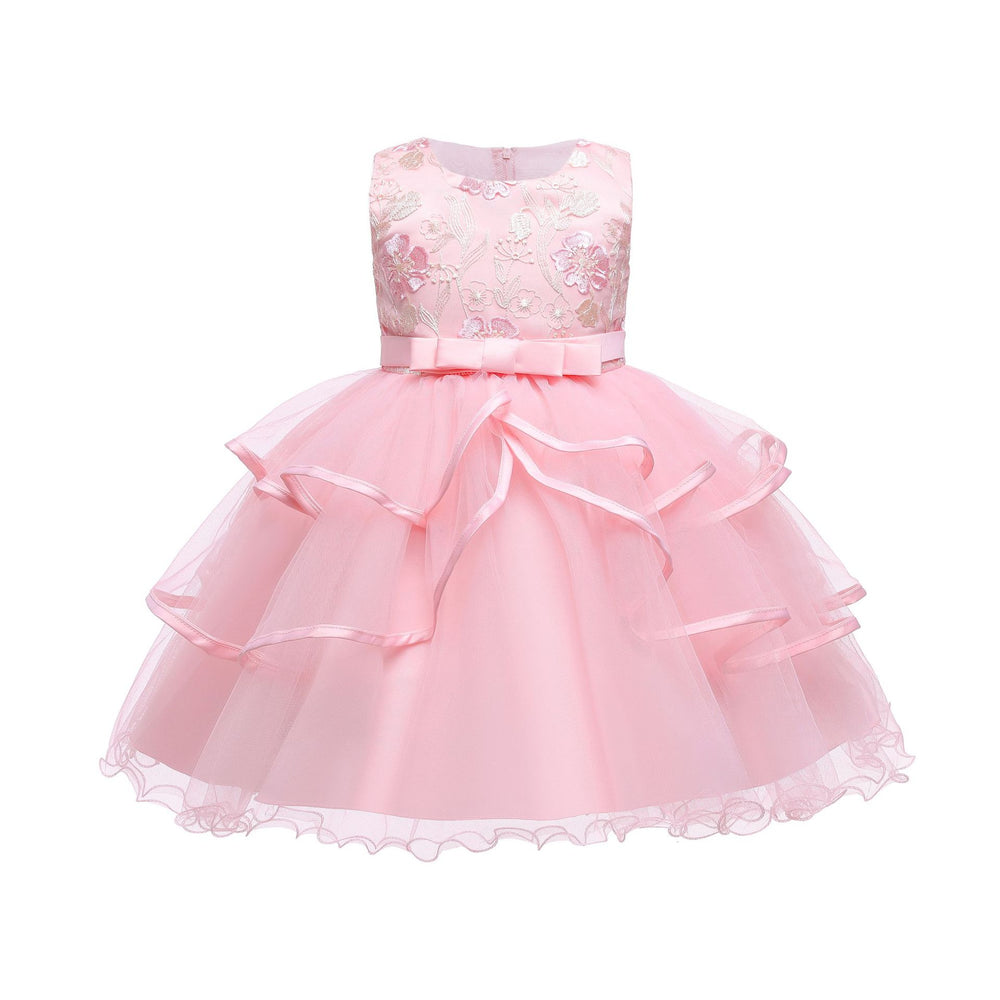 Amazon kids' dresses wedding dresses princess dresses baby girl first birthday flower girl dresses mesh vest dresses wholesale