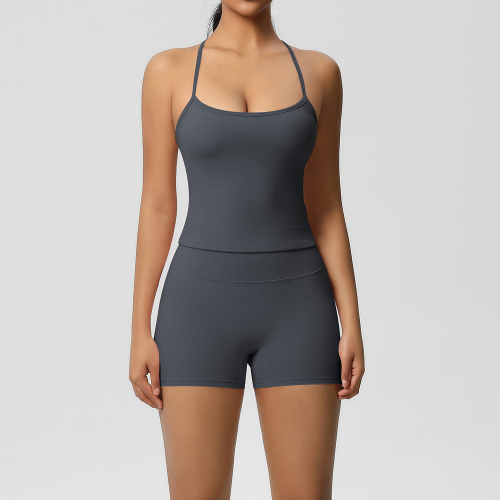 Ready-to-ship, solid color, double-sided brushed, racerback, longline tank top for women. perfect for running, fitness, yoga, and other workouts