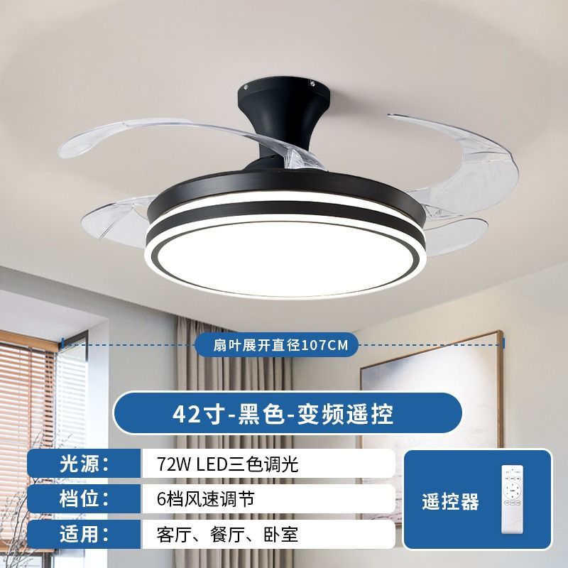 Invisible fan light modern minimalist ceiling fan light  new style ceiling fan chandelier for dining room, living room, and bedroom - all-in-one