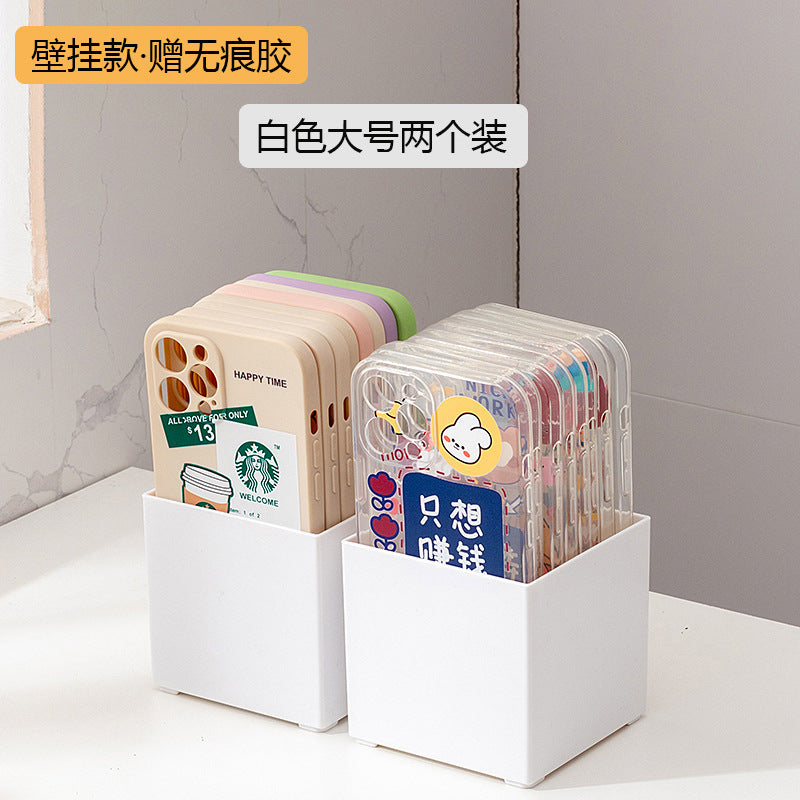 Desktop mobile phone case, sticky note transparent storage box, plastic large-capacity data cable, earphone mini wall-mounted storage box.