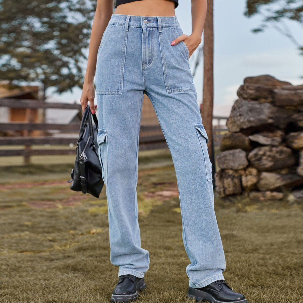 Insfashion cross-border  new arrival denim semi-elastic design stylisheasiest for matchworkwear pants  women's fashion