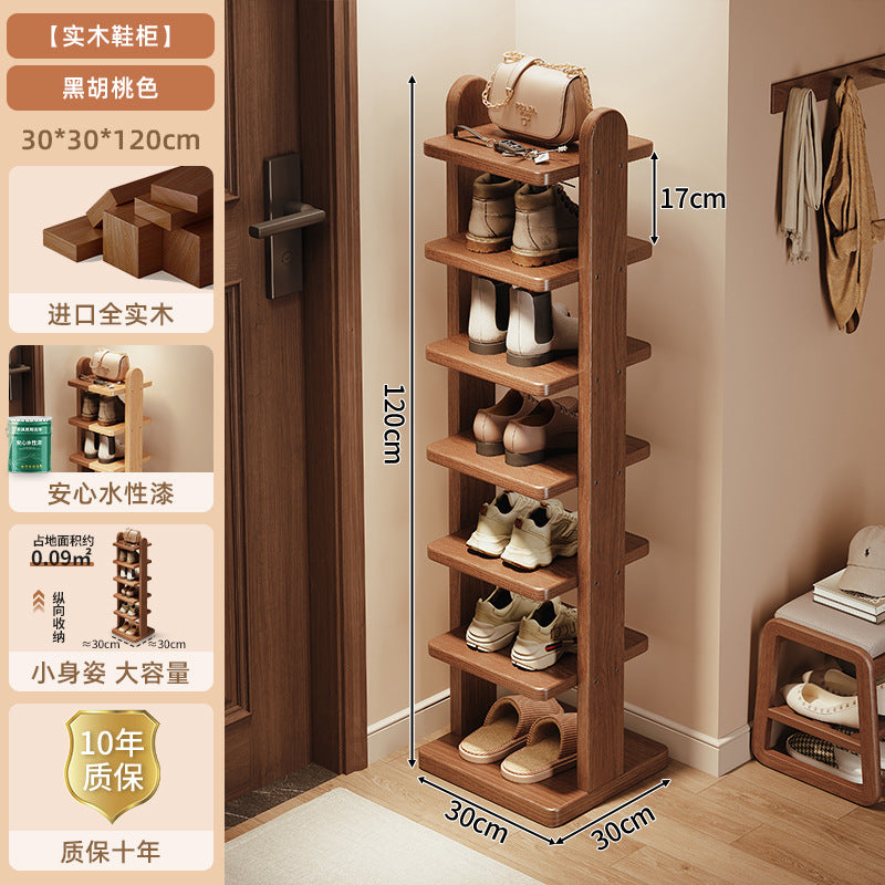 Solid wood shoe rack multi-layer household entrance entrance small narrow shelf 2025 new simple does not occupy an area of shoe cabinet