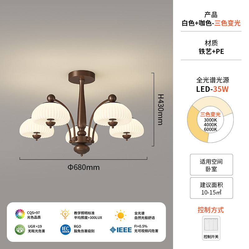 Vintage French medieval style living room chandelier bedroom study American 2025 new full spectrum eye protection hall lamps