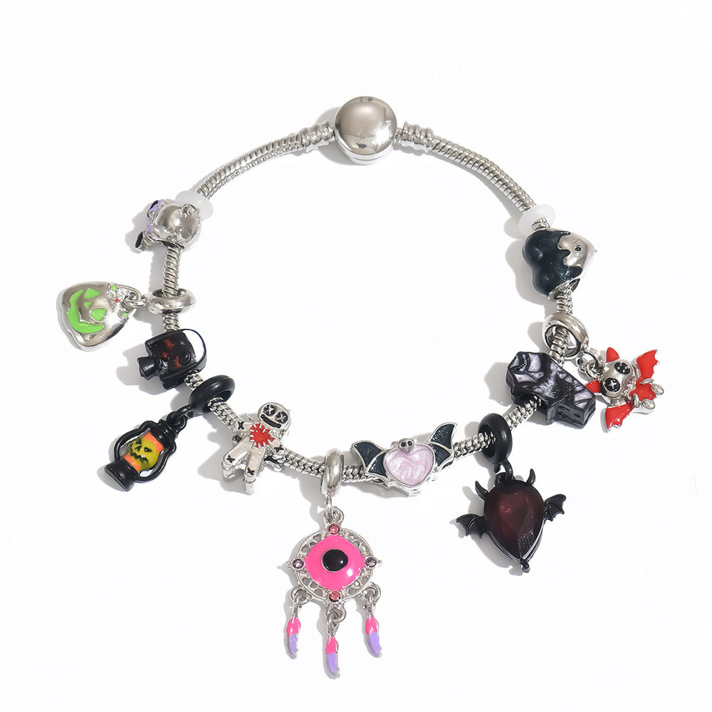 Halloween bracelet wholesale fashion cross-border jewelry women's cartoon retro pumpkin bracelet skull funny oil drop bracelet