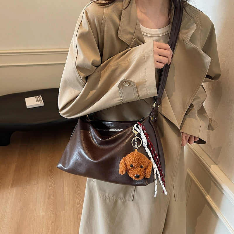 Retro bag women's large capacity 2025 new casual shoulder messenger bag simple commuter dumpling bag