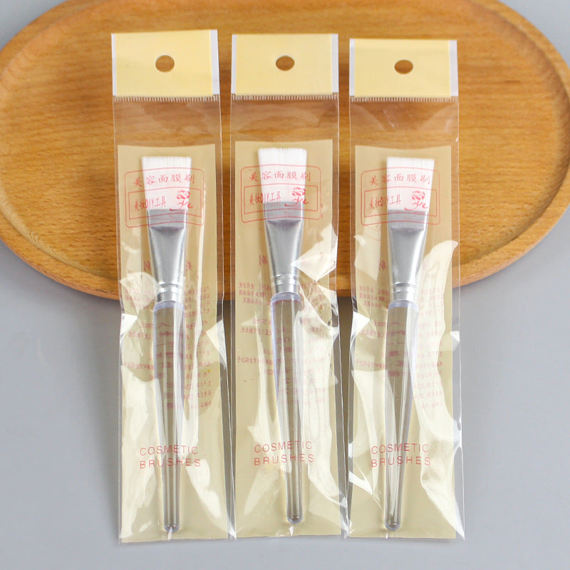 Wholesale facial mask brush - individually wrapped makeup brush - beauty salon spa application brush - white soft bristles - transparent handle brush