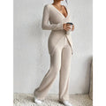 Shipped: hot-selling european and american cross-border style,  new slim-fit long-sleeved, loose high-waisted top and pants set