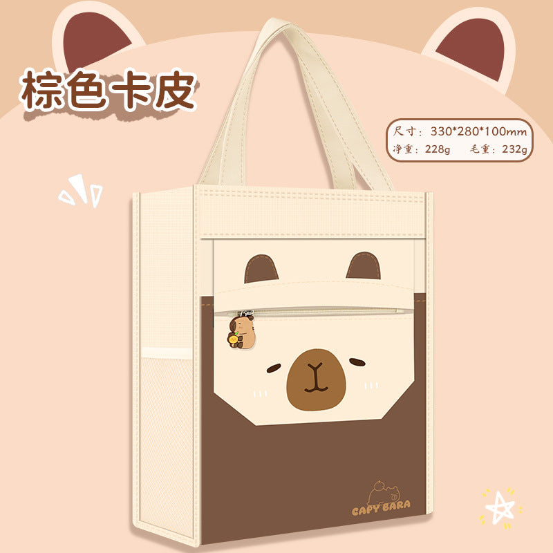 Kapibara Tutoring Bag Primary School Tote Bag Carrying Book Bag Children's Tutoring Bag Girls Art Bag