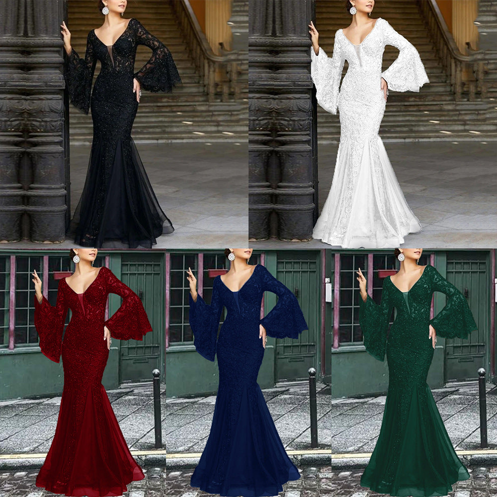 new spring/summer cross-border fashion evening gown - elegant, sexy, slim-fit mermaid long prom dress