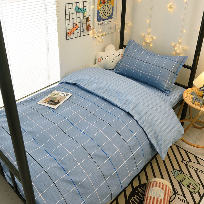 Student dormitory quilt cover three-piece bed sheet pure cotton single bed children's bed quilt cover simple four-season universal 3