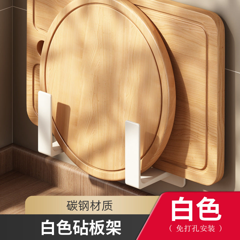 White Kitchen Shelf Wall-mounted No-punching Wall Multifunctional Household Chopsticks Knife Holder Seasoning Storage Hanger