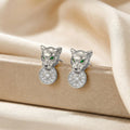 8408 full diamond leopard steel color stud earrings