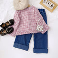 Girls' chic blouse - spring/autumn collection - korean style pink trendy light luxury baby cardigan